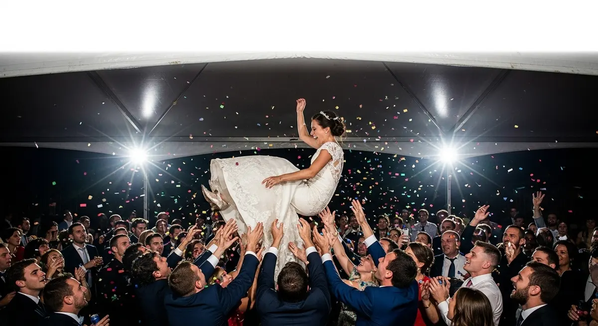 Novia levantada en andas por los invitados