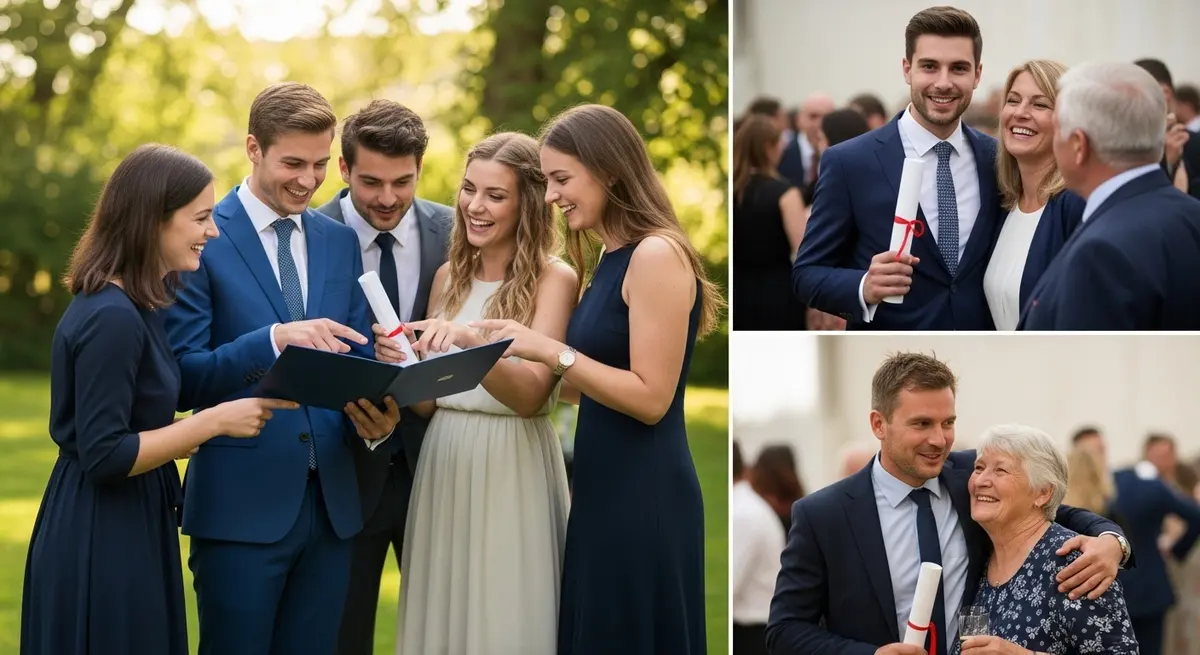 Graduados festejando con sus diplomas