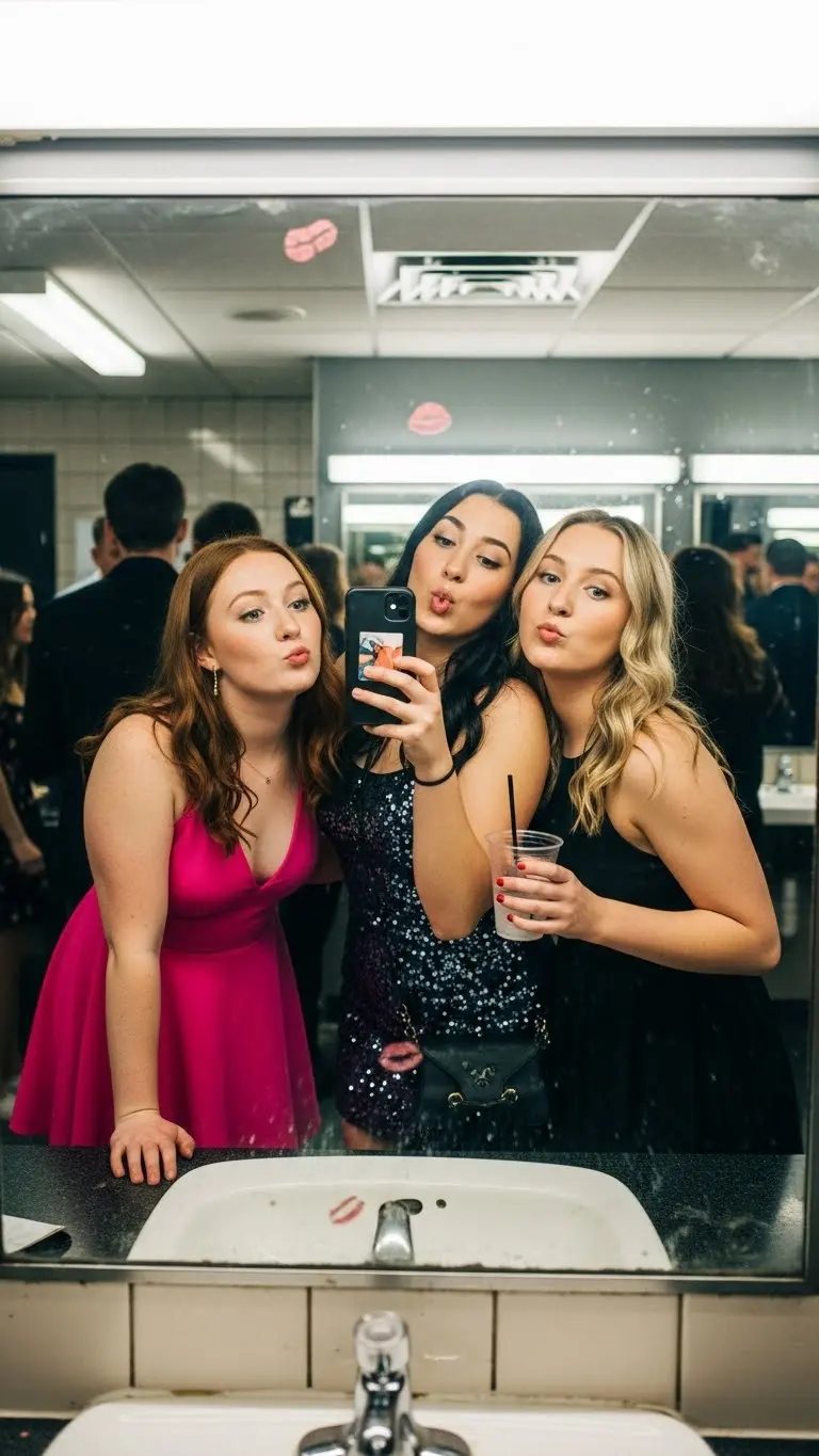Amigas sacándose una selfie en la fiesta